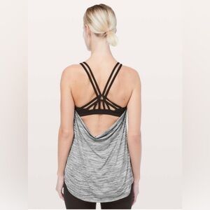 Lululemon Moment To Movement 2-In-1 Tank Space Dye Grey Black White/Black Size 6